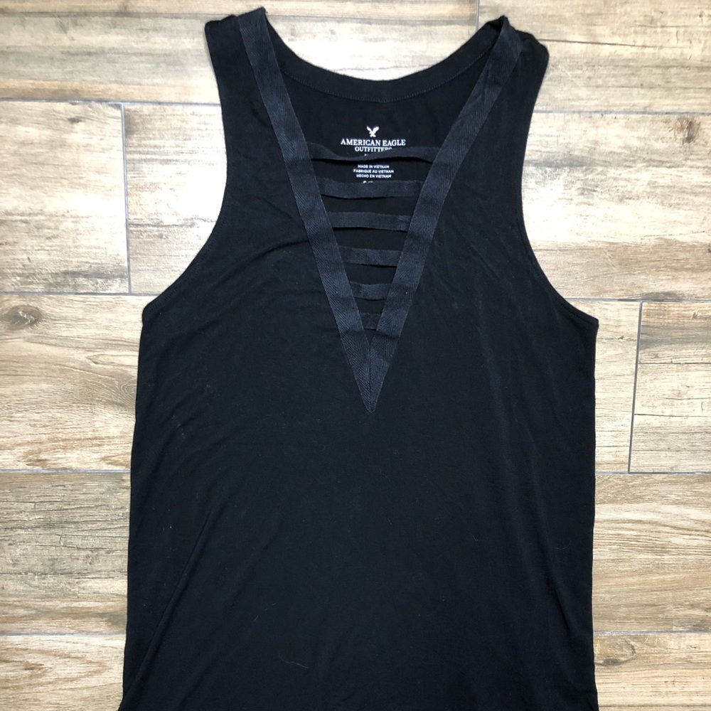 American Eagle Black V Neck Top